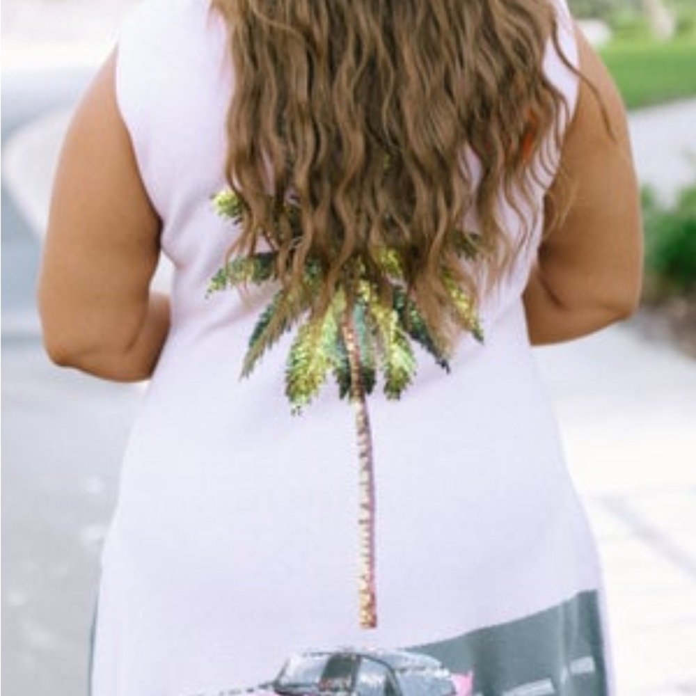 QUEEN OF SPARKLES Palm Tree and Car Midi Dress - Picture 3 of 3